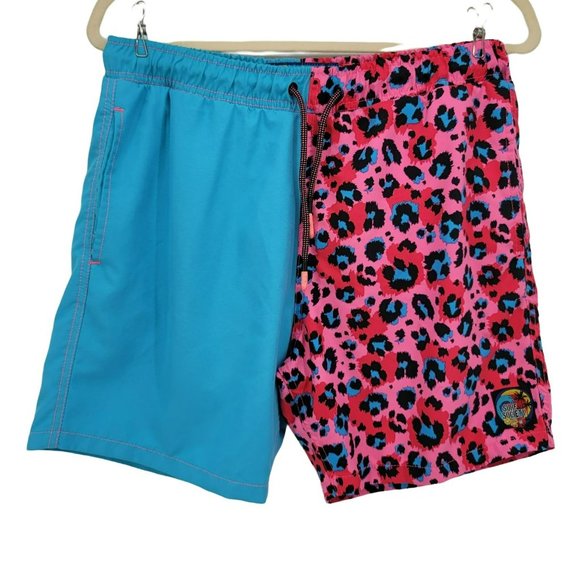 Surf Society Other - Surf Society Swimwear Animal Print Blue Pink Swim Trunks Mens Medium